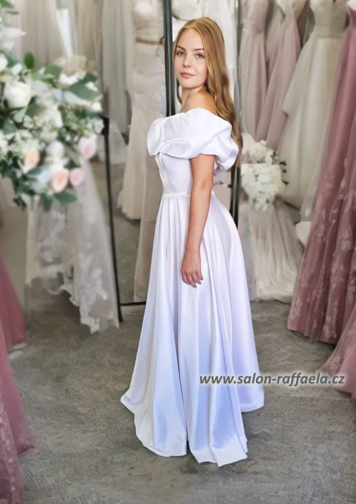 Saténové svatební šaty Castellar s holými rameny (vel. 38)