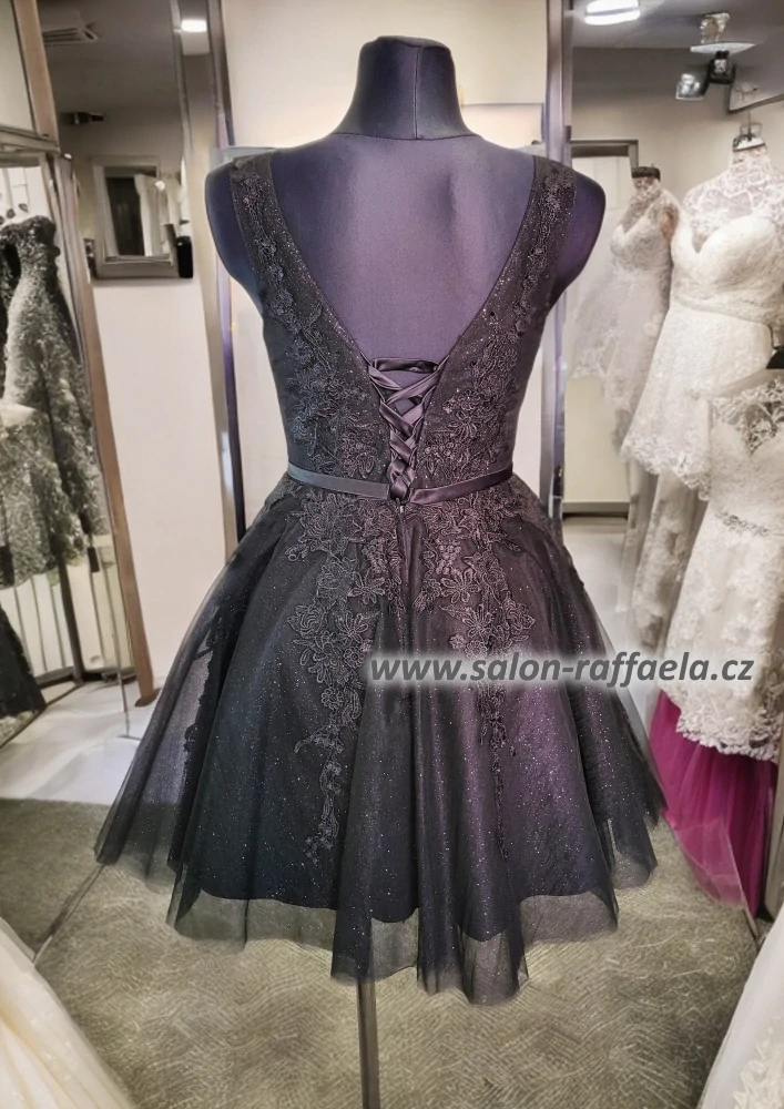 Krátké šaty s třpytivou tylovou sukní Mila a šněrováním (vel. 38)