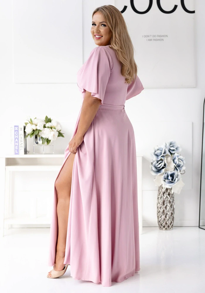 Dlouhé šaty s áčkovou sukní s odepínacím páskem a širokým rukávem Bernina (vel. 44)