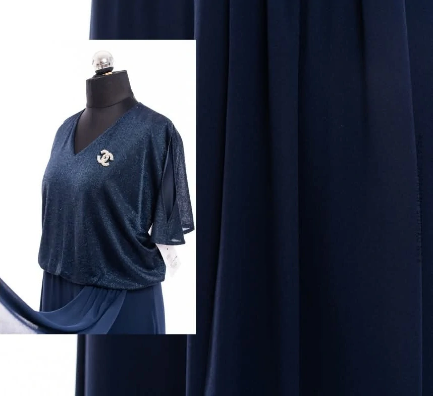 Temně modré elegantní šaty Lexa s třpytivým volným topem (vel. 48)