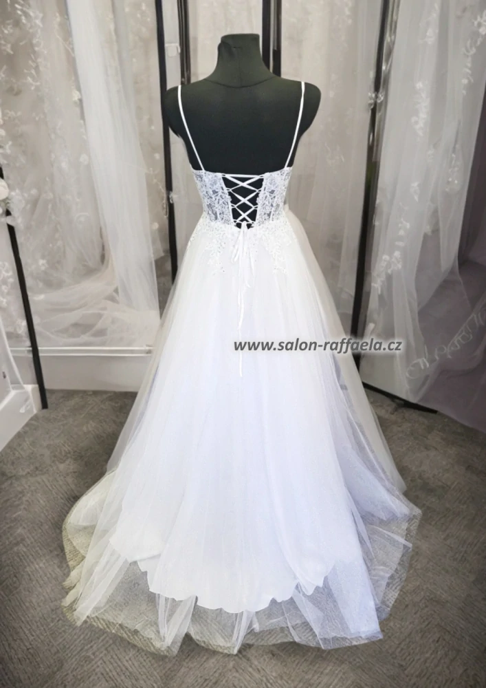 Svatební šaty s třpytivou sukní a průsvitným topem Carpi (vel. 36, 38)