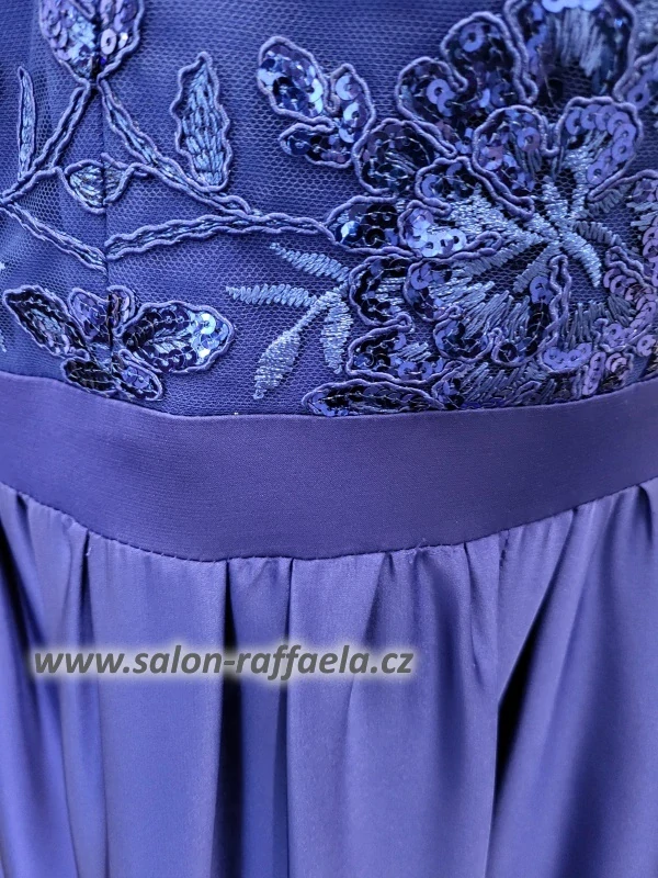 Dlouhé šaty se saténovou sukní a vyšívaným topem Theresa II (vel. M)