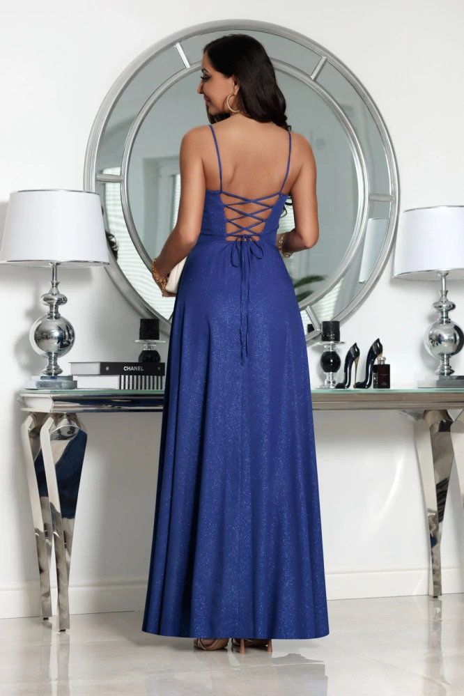 Jednoduché mírně leské šaty Trogen se šněrováním na zádech (vel. S)