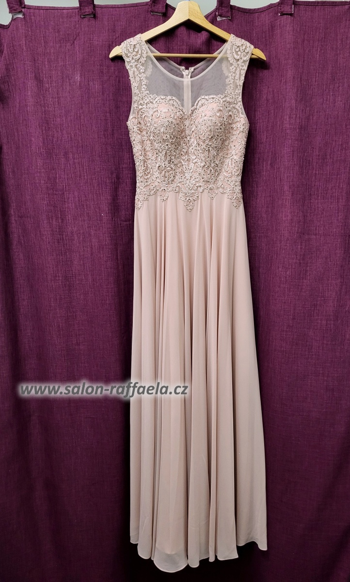 Světle růžové dlouhé šaty ke krku Ponte II (vel. 34)