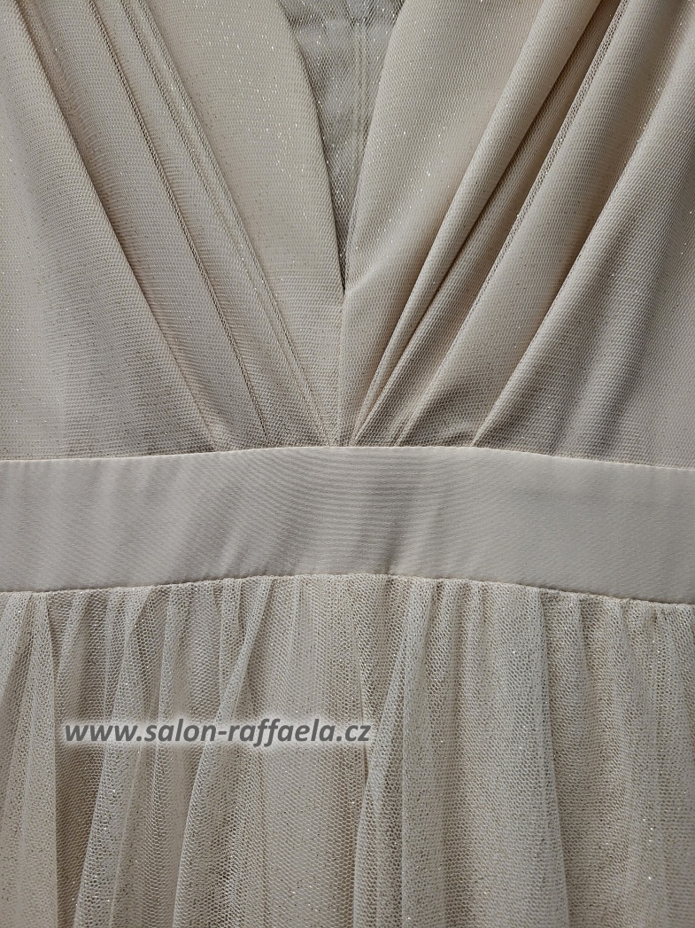 Béžové jemně třpytivé šaty Abra (vel. 36/38)