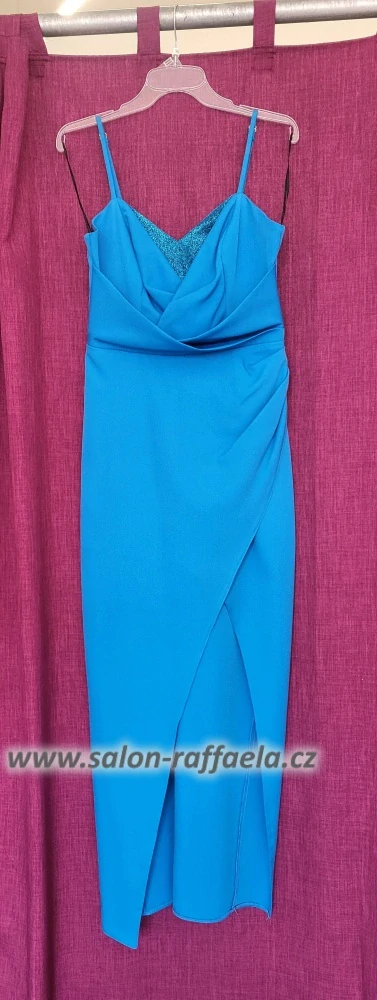 Překládané tyrkysové společenské šaty Moravia (vel. 36)