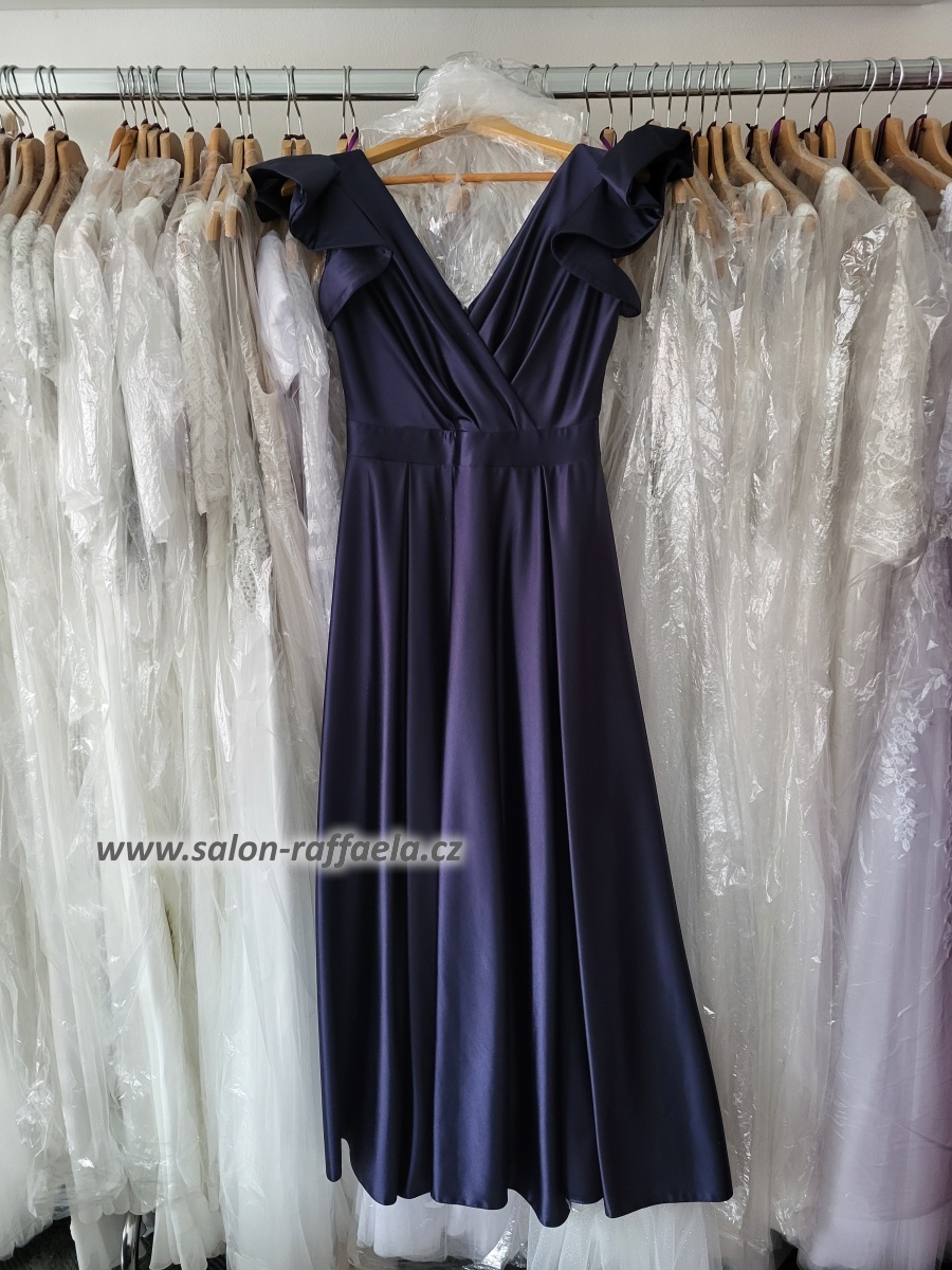 Bronzové saténové šaty s motýlkovými rukávky Lipik (vel. 36)