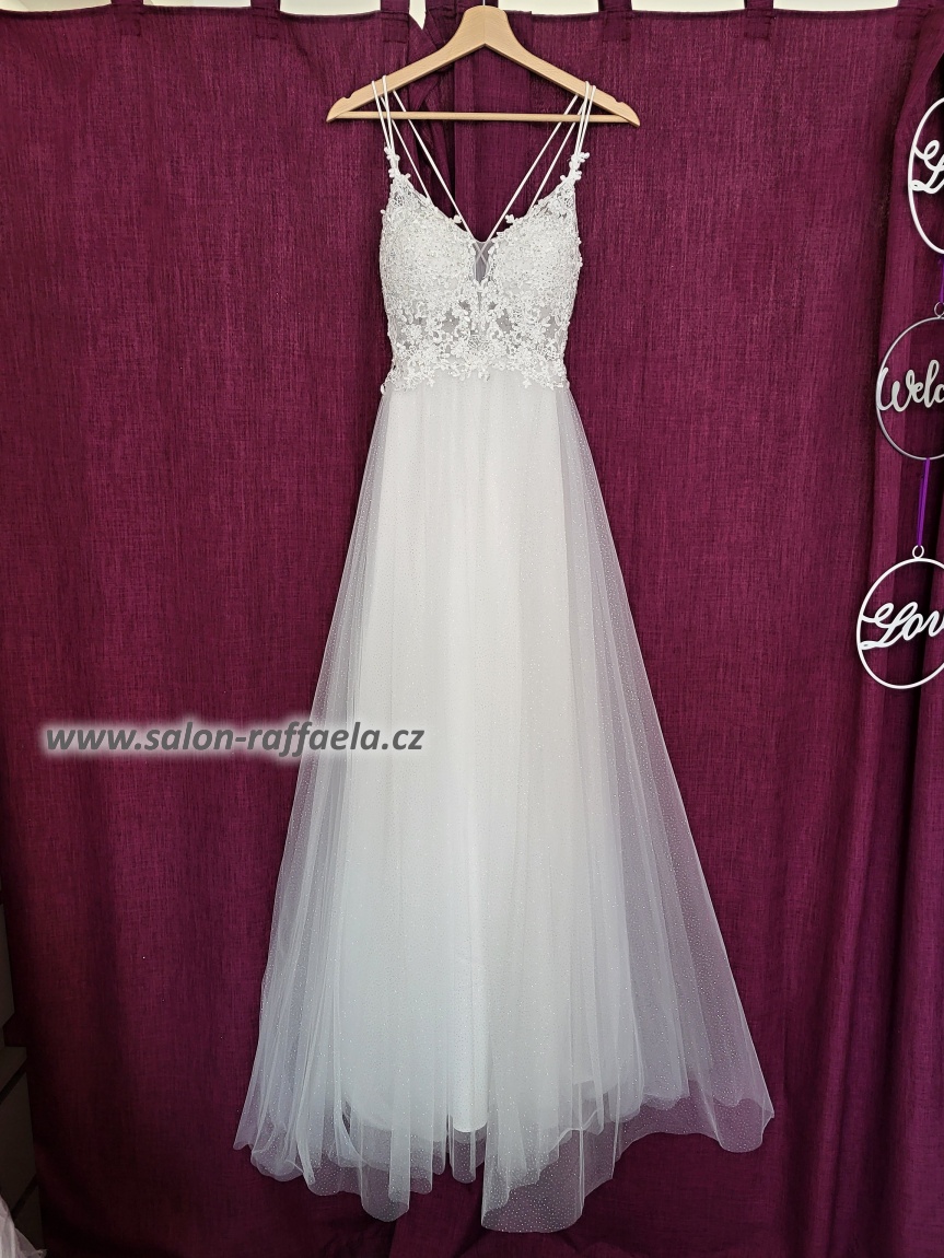 Svatební šaty s třpytivou sukní a kamínkovým topem Zefir (vel. 38)