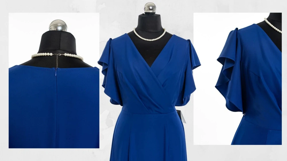 Jednoduché dlouhé společenské šaty Delei II s motýlím rukávkem (vel. 50)