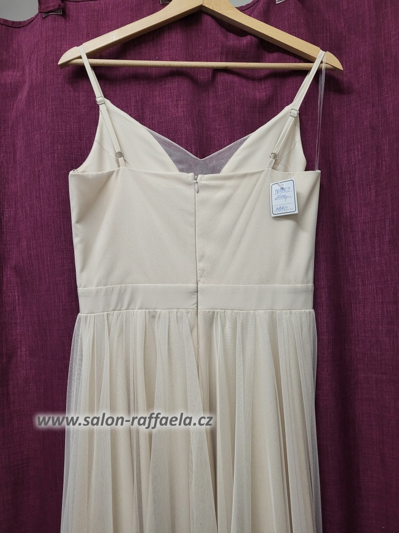 Béžové jemně třpytivé šaty Abra (vel. 36/38)