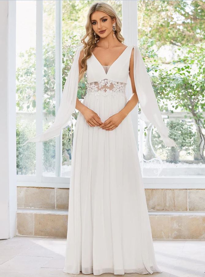 Svatební šaty Dingwall s úžasnými závojíčky na ramenech (vel. 36)