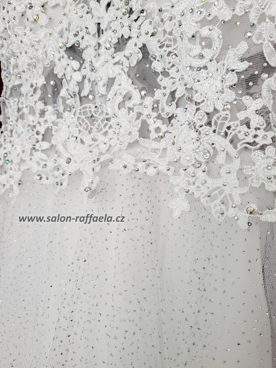 Svatební šaty s třpytivou sukní a kamínkovým topem Zefir (vel. 38)