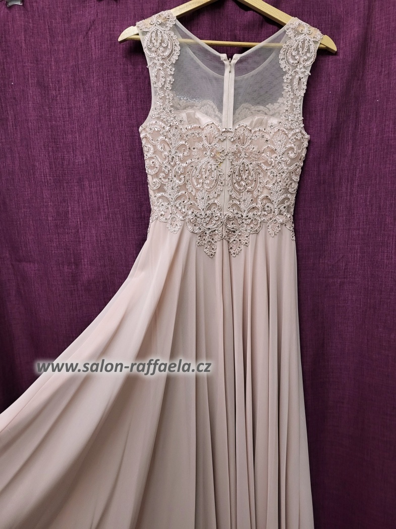 Světle růžové dlouhé šaty ke krku Ponte II (vel. 34)