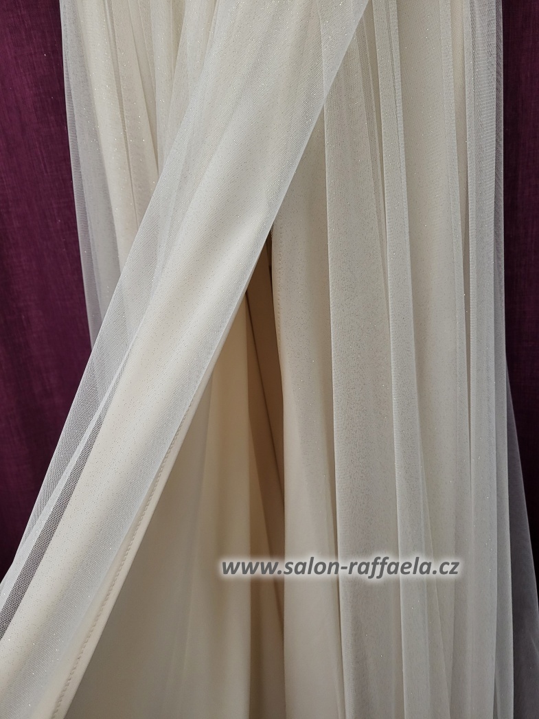 Béžové jemně třpytivé šaty Abra (vel. 36/38)