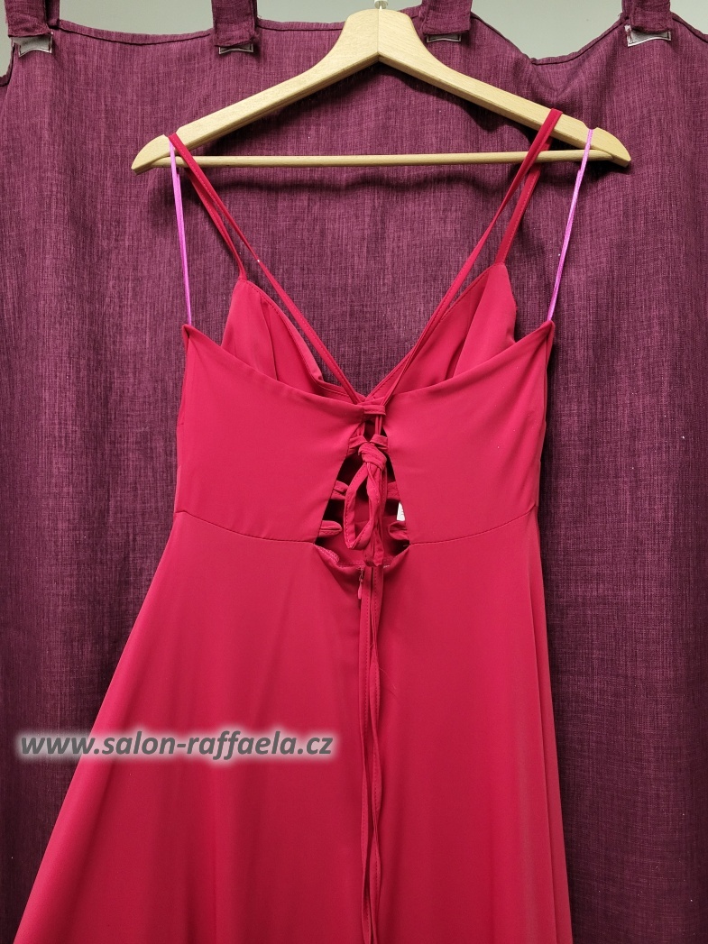 Jahodové hladké šaty se šněrováním Goa (vel. 36)