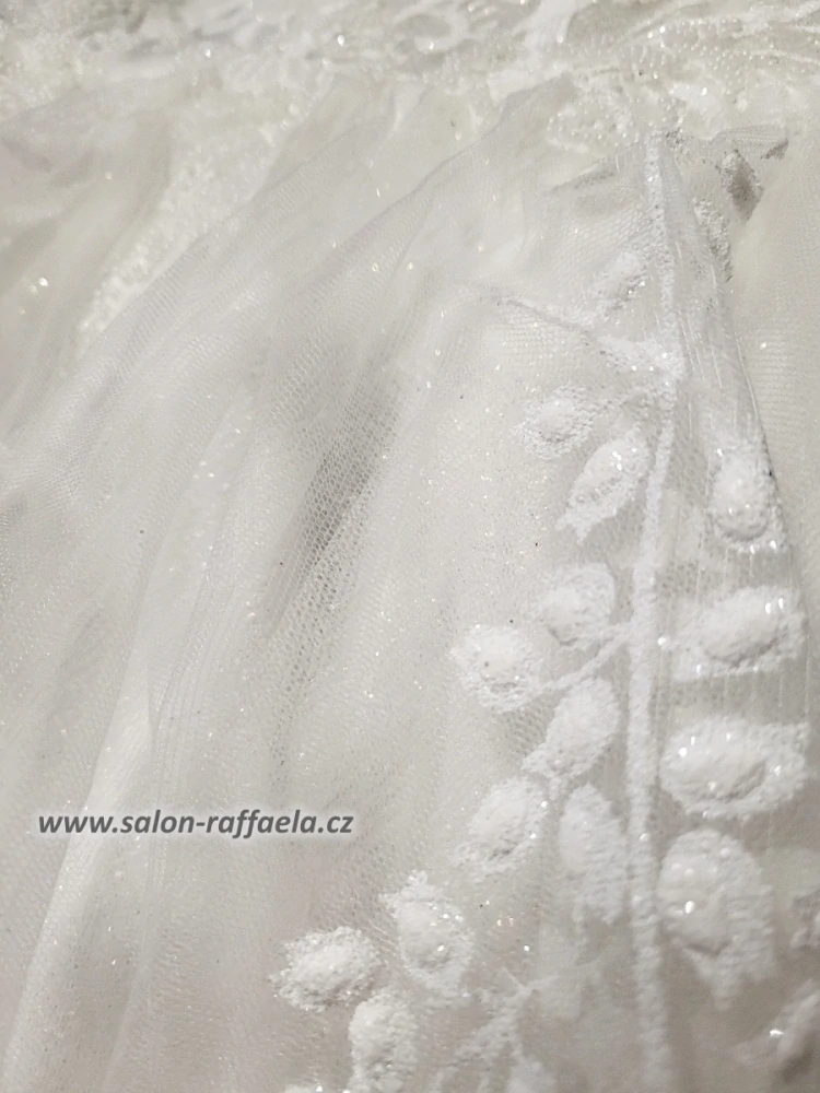 Svatební šaty Palermo s velmi pevným korzetem bez ramínek a odnímatelnými rukávky (vel. 38)