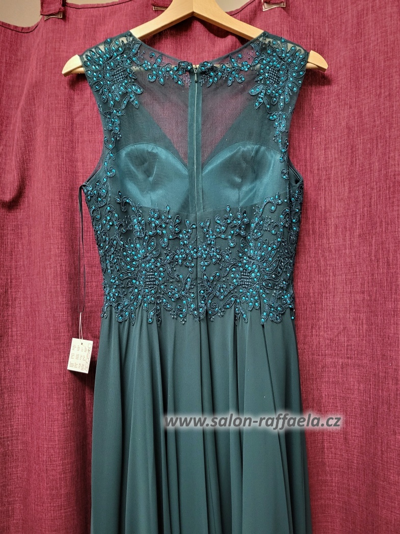 Petrolejové šaty s kamínkovým topem se všitou podprsenkou Ponte (vel. 34, 36, 40)