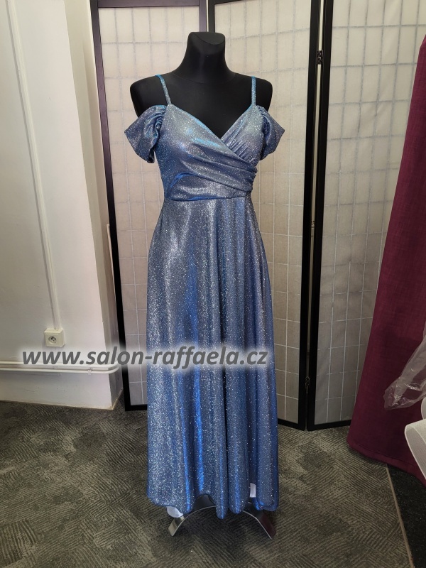 Třpytivé šaty se spadlými rameny a rozparkem Trin III (vel. 34)
