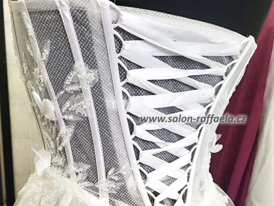 Svatební šaty s odepínacími rukávky a třpytivou sukní s rozparkem Abreus (vel. 36, 38, 40)