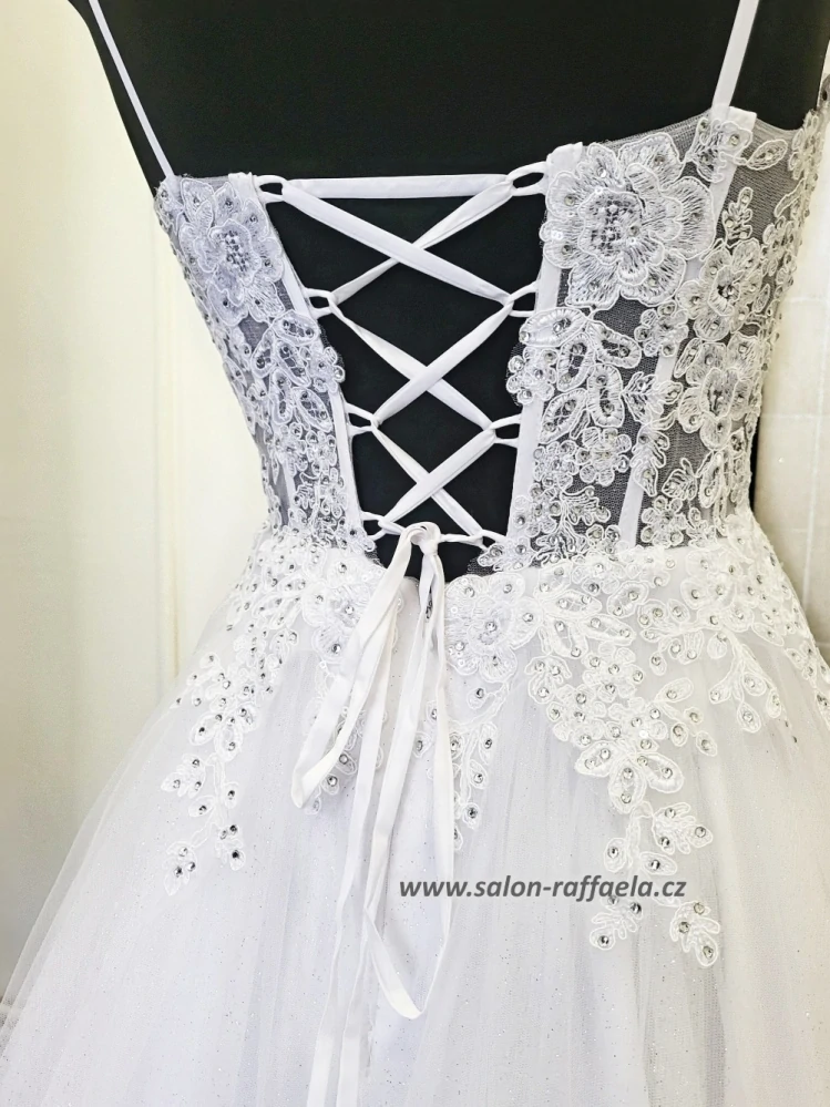 Svatební šaty s třpytivou sukní a průsvitným topem Carpi (vel. 36, 38)