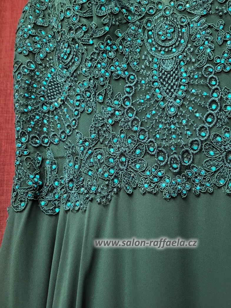 Petrolejové šaty s kamínkovým topem se všitou podprsenkou Ponte (vel. 34, 36, 40)