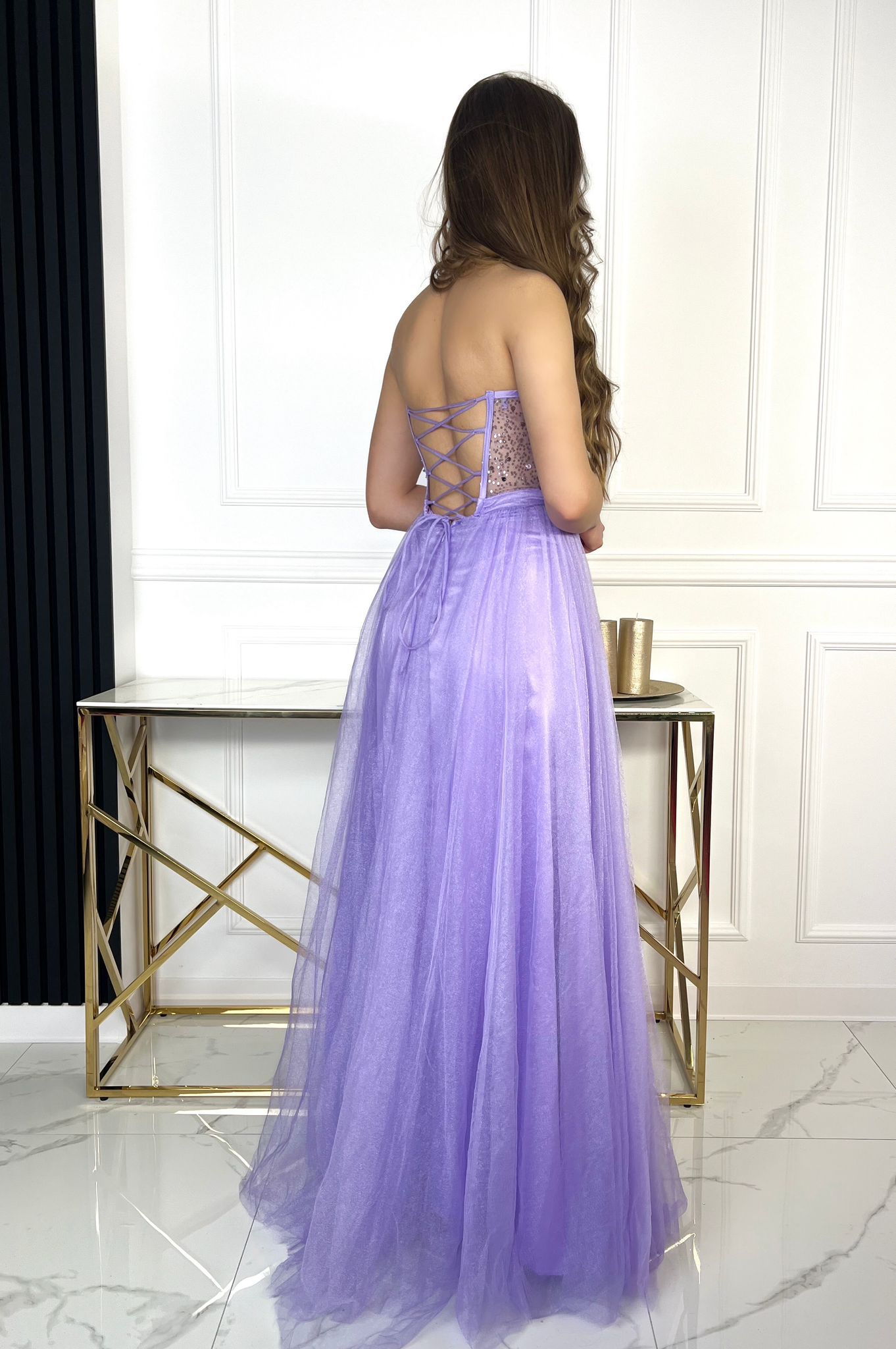 Maturitní šaty trendy poloprůsvitným korzetem Nora (vel. 36)