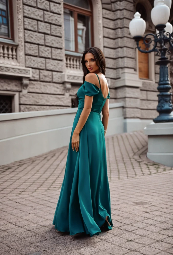 Elegantní šaty se spadlými rameny Trin z exkluzivní jemné látky (vel. 34)