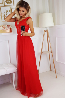 Červené šaty s bohatou tylovou sukní Lindy (vel. 38/40)