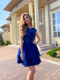 Koktejlové šaty s tylovou baletkovskou sukní a krajkovým topem Izaura (vel. 36)