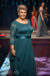 Petrolejové šaty s krajkovým 3/4 rukávkem Nikaragua (vel. 46)