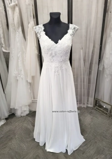 Šifonové svatební šaty Amandola s rozparkem (vel. 38)