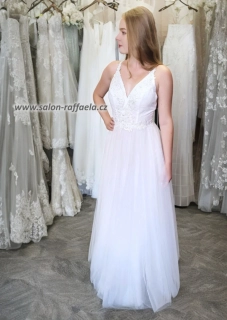 Svatební šaty Lomas s výstřihem do V a holými zády (vel. 34)