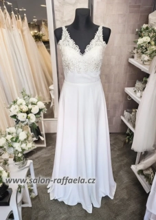 Boho svatební šaty Kent se širokou jednoduchou sukní (vel. 38)
