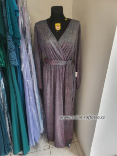 Třpytivé jemně fialové šaty Blatten s dlouhými rukávy a páskem (vel. XL-2XL)