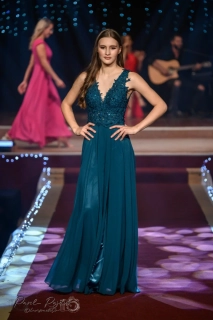 Petrolejové šaty s krajkovým topem a holými zády Clarita (vel. 36)