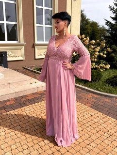 Starorůžové  šaty se zvonovými riukávy Oaks (vel. 42/44)