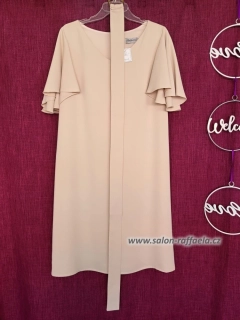 Béžové šaty volného střihu Mantua s páskem (vel. 40 - 44)