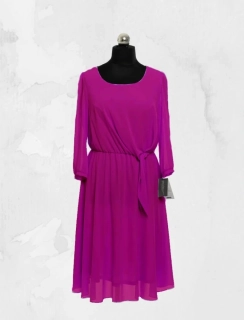 Fuchsiové volnější šaty s pružným pamse a s 3/4 rukávy West (vel. 46/48)