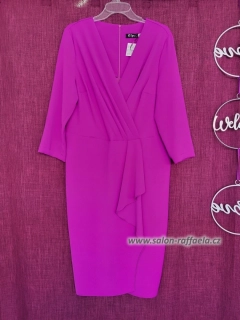 Fuchsiové pouzdrové šaty s chytrým volánem přes břicho Donegal (vel. 44/46)