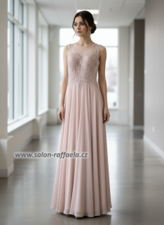 Světle růžové dlouhé šaty ke krku Ponte II (vel. 34)