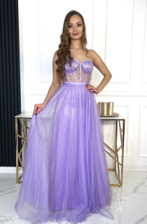 Maturitní šaty trendy poloprůsvitným korzetem Nora (vel. 36)