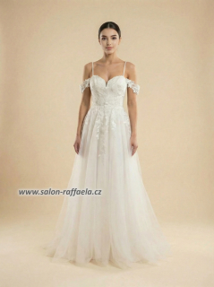 Svatební šaty Easton se spadnutými rameny (vel. 38)