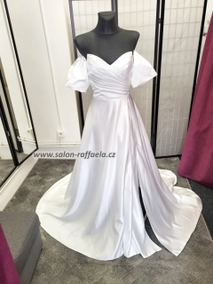 Saténové svatební šaty Alexa s odnímatelnými rukávky (vel. 36-38)