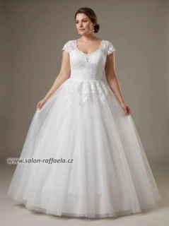 Svatební šaty s tylovou sukní Liverpool a krajkovými rukávky (vel. 44)