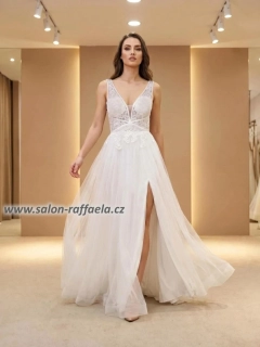 Svatební šaty Lilla s dvojitými ramínky a jemnou tylovou sukní (vel. 38)