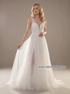 Svatební šaty Lenu s třpytivou sukní s rozparkem (vel. 36 a 40)