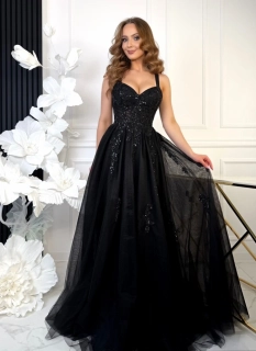 Černé šaty Scala s princeznovskou sukní a šněrováním (vel. 42-46)