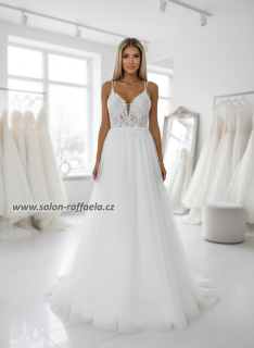 Svatební šaty s třpytivou sukní a kamínkovým topem Zefir (vel. 40)